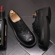 黑色百搭系带小皮鞋，简约韩版男士青年，商务休闲鞋英伦潮男鞋子