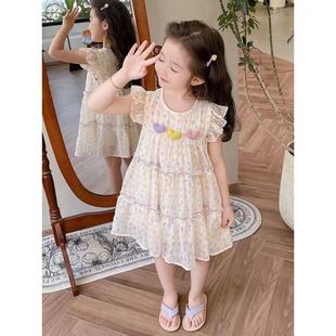 a576女宝宝夏季连衣裙，小女孩韩版时髦公主裙夏装洋气甜美裙子