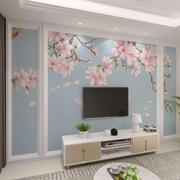 北欧3D立体电视背景墙壁纸粉红色玉兰花影视墙壁画5D温馨装饰墙布