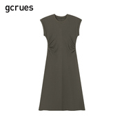 gcrues2024显瘦飞飞袖连衣裙夏季设计感气质无袖长裙女春夏装
