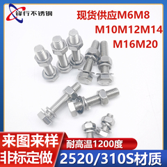 310s2520外六角螺丝国标耐高温不锈钢螺栓M12M14M16M20可