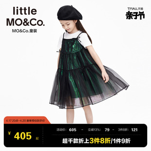 little moco童装女童无袖吊带裙公主裙儿童裙子蓬蓬网纱连衣裙