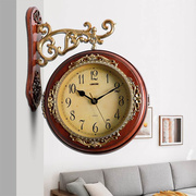 欧式双面挂钟客厅创意钟表静音时尚复古北欧时钟美式高级感挂墙表