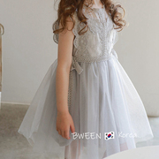韩版童装公主裙女童超仙夏2024洋气小女孩时尚，蕾丝蓬蓬纱连衣裙子