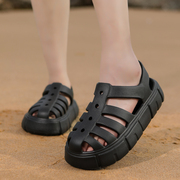 罗马凉鞋女款夏季2023年厚底洞洞鞋女士外穿防滑沙滩包头拖鞋