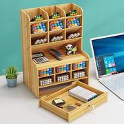 创意木质文件桌面分格，笔筒收纳盒diy组装办公文具整理盒