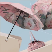 黑胶双层太阳伞防晒防紫外线，女油画伞折叠晴雨，两用遮阳反向伞