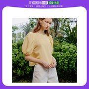 韩国直邮lookast衬衫黄色雪纺衫，短袖经典宽松圆领简约百搭潮流