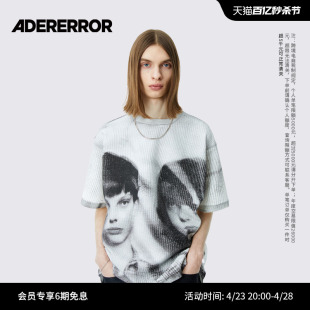 ADERERROR 24SS Twin face T恤01 提花印画休闲底端圆形短袖宽松