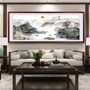 新中式山水画国画p挂画山水情客厅沙发背景墙装饰画办公室靠