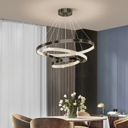 全铜客厅灯北欧轻奢大气loft公寓复式楼吊灯创意艺术圆环餐厅灯饰