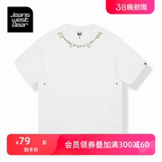 真维斯盖尔大码品牌男女装重磅短袖t恤字体简单款纯棉白色半袖衫