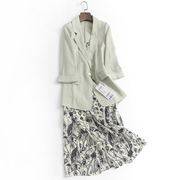 x610纯色九分袖小西装外套，女薄款西服西装，秋季连衣裙时尚套装