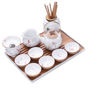 凌胜手绘陶瓷茶具套装，家用整套小型功夫茶具，陶泥茶壶茶杯茶盘