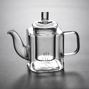 茶壶泡茶家用套装带过滤网耐热玻璃过滤小茶壶透明茶水壶红茶茶具