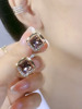耳钉女s925纯银针防过敏耳环法式小众精致简约百搭紫水晶方形耳扣