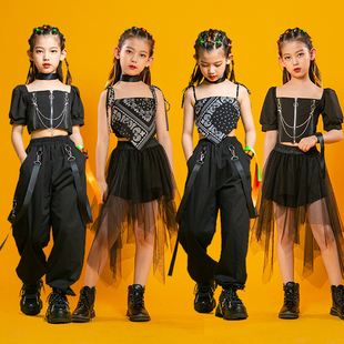 女童爵士舞套装嘻哈模特t台走秀演出服儿童，街舞潮hiphop夏季