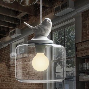 设计师的灯北欧餐厅吧台创意儿童房阳台玄关楼梯单头玻璃小鸟吊灯