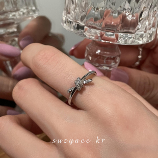 suzyacckr小众设计高级感水钻，扭结戒指女时尚个性ins网红食指戒