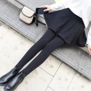 黑色假两件打底裤女秋冬加绒加厚外穿高腰，显瘦大码包臀裙裤一体裤