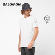 salomon萨洛蒙弹性快干运动t恤男款，春夏短袖户外徒步跑步白色黑色