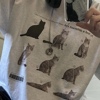 猫猫照相馆 ins夏日小猫咪印花短袖T恤 可爱圆领宽松灰色卡通TEE