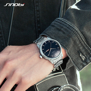 时诺比外贸款手表双日期男士手表防水石英表简约大表盘钢带表