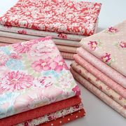 纯棉布料植物红白粉红色印花田园儿童拼布纯棉全棉面料床品棉布