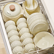 奶油风碗碟套装家用碗盘子2024简约碗筷陶瓷碗具乔迁餐具套装