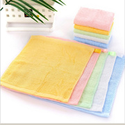 10条装竹纤维婴儿童小方巾，宝宝口水巾幼儿园洗脸面巾小毛巾带挂绳