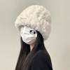 毛线帽子秋冬季女款百搭针织，包头显脸小保暖白色毛绒茸冷帽大头围