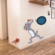 猫和老鼠墙贴儿童卧室房间，布置装饰卡通，贴纸防水可移除玻璃贴画