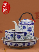 虎匠景德镇陶瓷茶具套装，家用客厅整套中式青花瓷大号复古茶壶茶杯