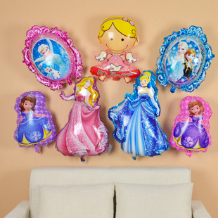 可爱卡通铝膜气球生日派对装饰冰雪，奇缘宝宝周岁装饰布置迷你气球