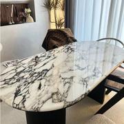 大理石法式宝格丽椭圆形餐桌椅组合现代小户型家用岩板饭桌餐桌