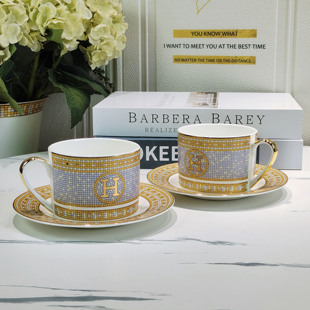 欧式H咖啡杯碟套装陶瓷宫廷风优雅时尚爱马礼盒花茶下午茶茶具装