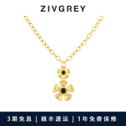 zivgrey复古黑玛瑙太阳花项链小众，设计高级感时尚，轻奢毛衣锁骨链