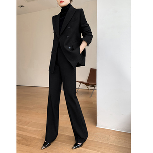 黑色西装套装女高级感时尚气质女神范职业正装阔腿裤休闲西服外套