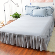 1.8m全棉防尘水洗棉床裙单件床套纯棉床罩1.5米床单保护/防滑纯色