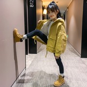 韩国女童冬季棉袄2022年洋气中大童棉服短款宽松加绒风衣外套