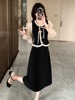 新中式雪纺衬衫半身裙两件套夏季2024年女装国风时尚套装黑色
