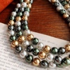 炫彩大溪地青绿调莫兰迪色系混彩珍珠项链女 大颗粒高级感