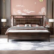 新中式实木床主卧1.8米双人床婚床1.5m单人床中国风乌金木家具