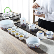 珐琅彩功夫茶具套装，家用客厅简约泡茶办公室，会客德化白瓷盖碗茶杯