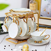 大理石纹英式茶壶花茶杯欧式茶具，套装骨瓷咖啡杯6件套高档礼盒装