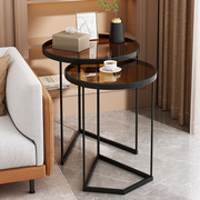 家用客厅创意玻璃茶几极简小户型卧室沙发边几阳台床头小圆桌茶几