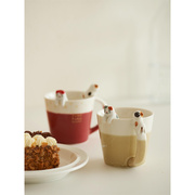 肆月创意咖啡勺搅拌勺高颜值陶瓷，小勺子甜品勺，可爱猫咪挂勺短柄勺