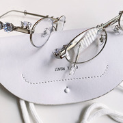邓为同款个性镶钻石，眼镜框女椭圆小框配近视度数防蓝光素颜平光镜