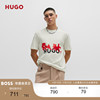 HUGO BOSS雨果博斯男士2024春夏喷印艺术图案棉质宽松短袖T恤