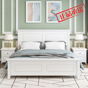 白橡木床美式白色实木床1.8米实木地中海单人简约现代高箱储物